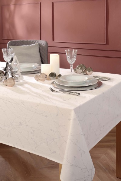 Tischdecke St.Tropez 130/160 cm weiß-silber