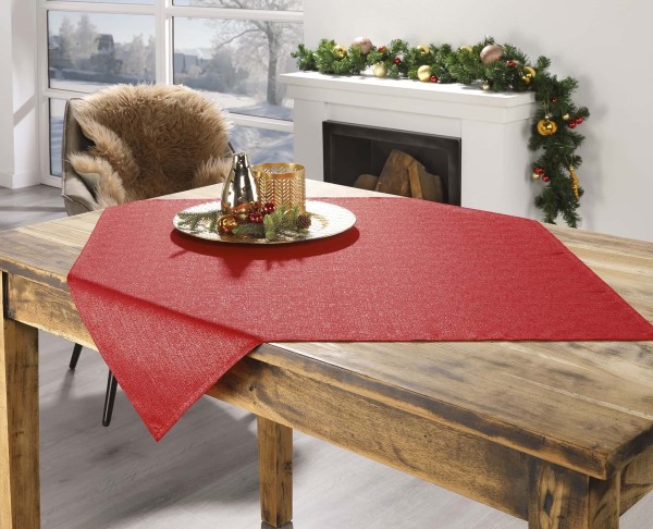 Tischläufer Weihnachten UNI, 40/150 cm rot-silber