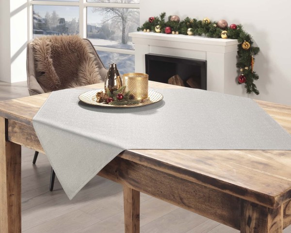 Tischläufer Weihnachten UNI 40/150 cm silber-silber