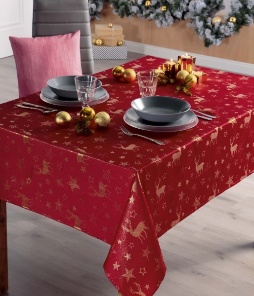 Weihnachten Tischdecke Nordpol 130/160 cm rot-gold