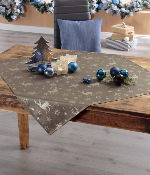 Weihnachten Tischläufer Nordpol 40/150 cm dunkelgrau-silber