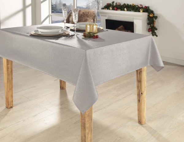 Tischdecke Weihnachten UNI 130/160 cm silber-silber