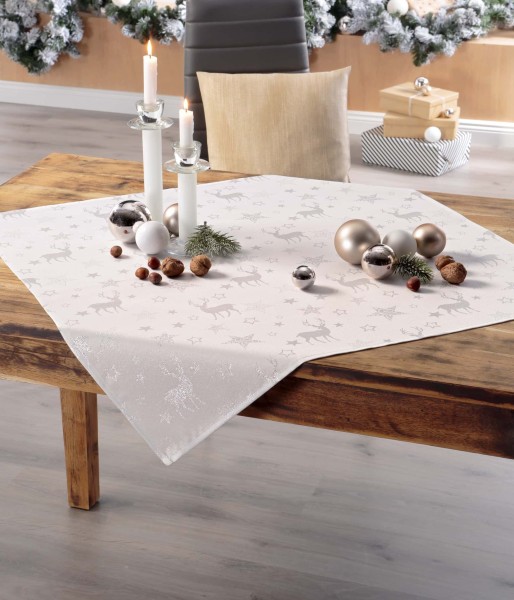 Weihnachten Tischläufer Nordpol 40/150 cm weiß-silber